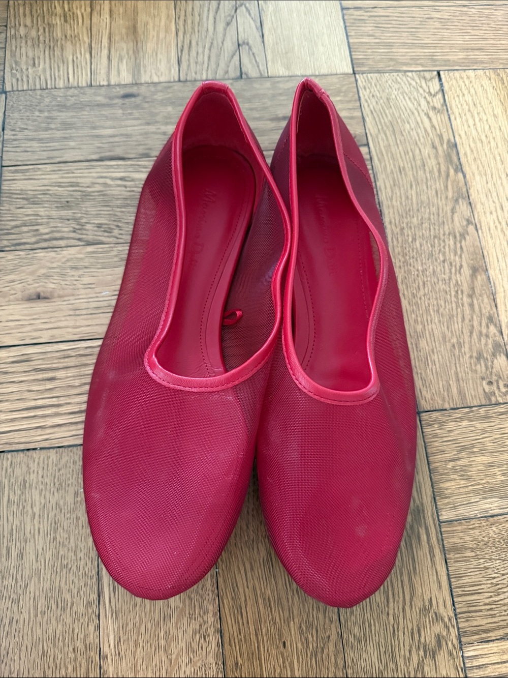 Massimo Dutti Red Mesh Flats